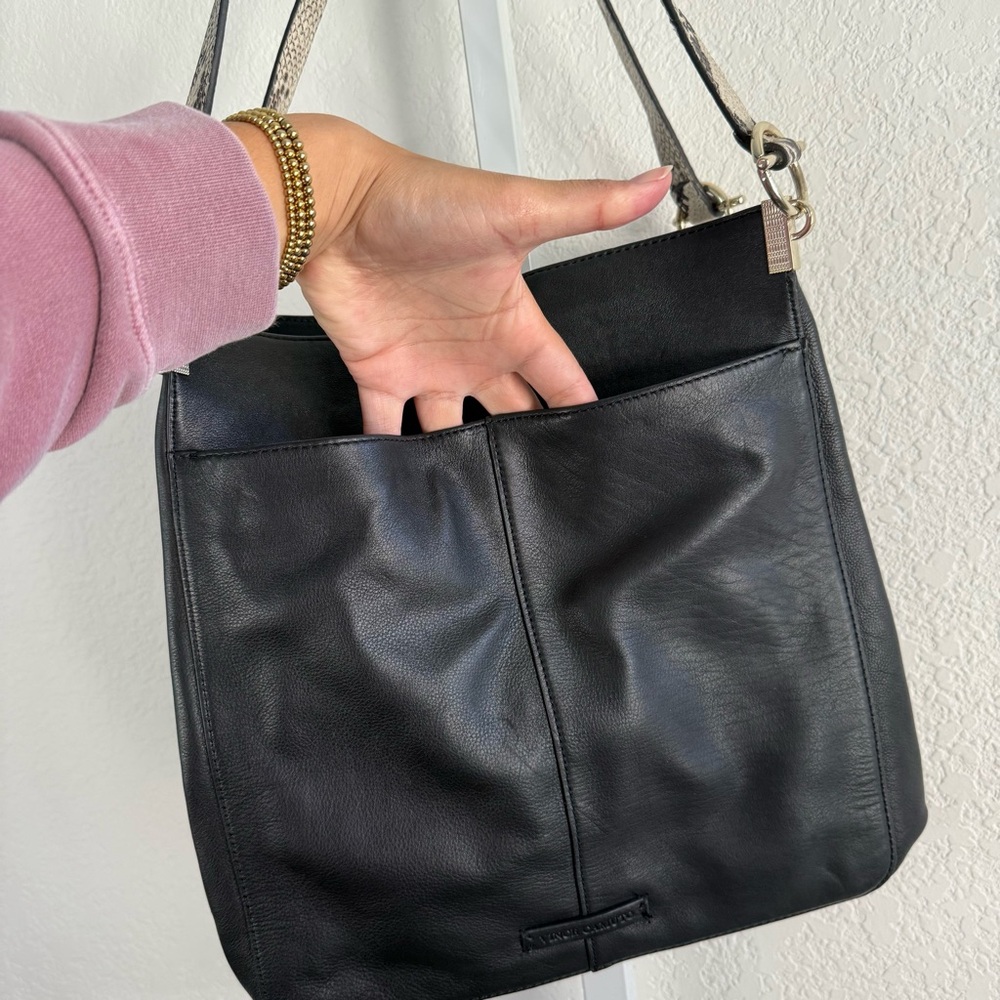 Vince Camuto Ashby Black Multi Leather Tote Bag Snakeskin Patchwork Purse Tote - Picture 13 of 15
